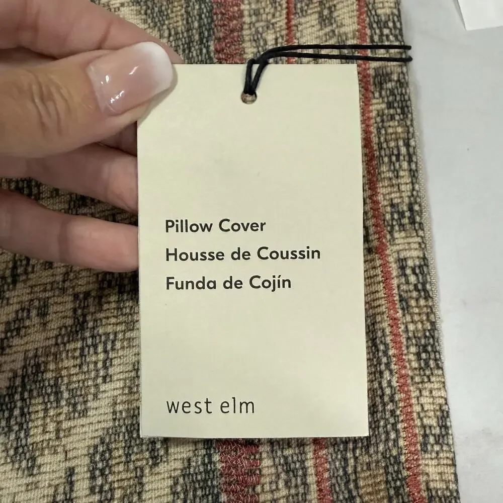 West Elm Diamondback Ikat Pillow Cover Camel Cotton 20